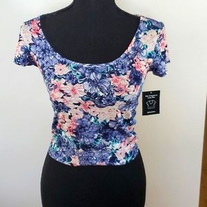 Blue floral crop top